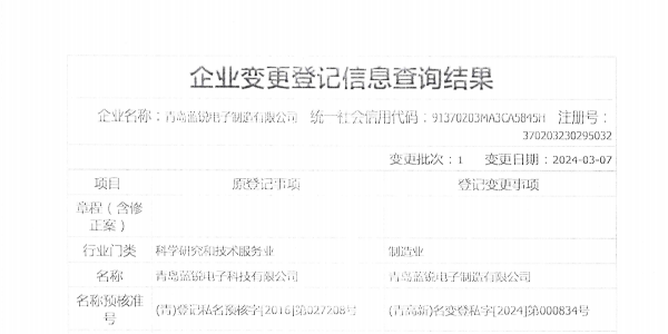 “青岛91麻豆精品国产91久久久久久久久电子科技有限公司”正式变更为“青岛91麻豆精品国产91久久久久久久久电子制造有限公司”